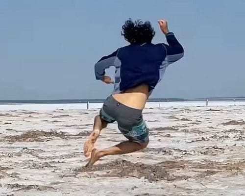 Bryan jumping on the salt planes